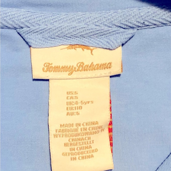 Boys Tommy Bahama 1/4 Zip Cotton Stretch Pullover. Bahama Blue. Size 4-5 Years. - Picture 10 of 10